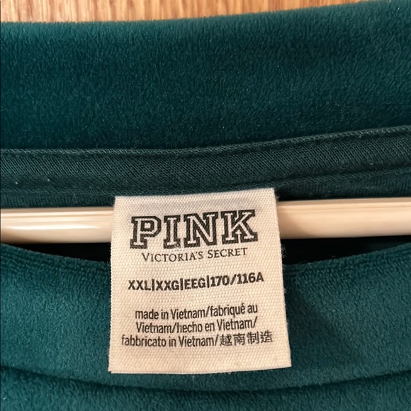 Victoria’s Secret Pink Green Velour Top Sz XXL - Picture 3 of 5